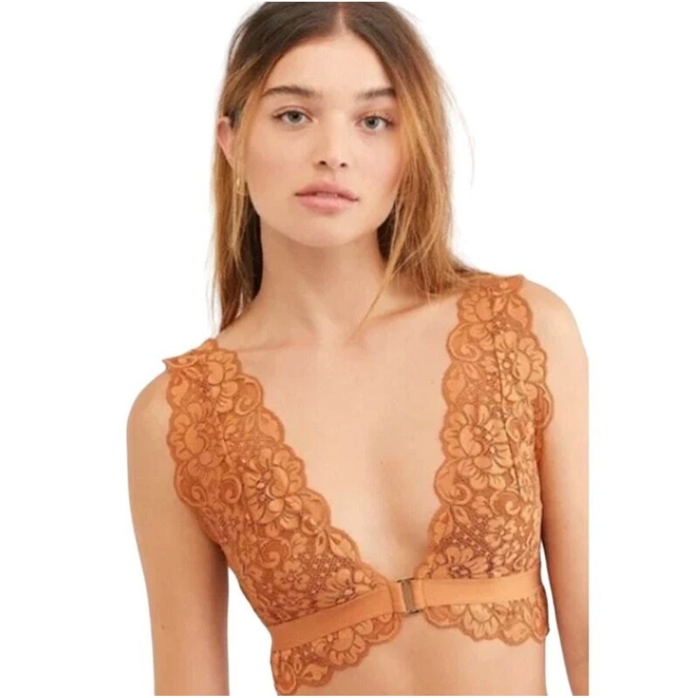 Free People x‎ We are HAH Got Ur Back Bra Womens XS Brown Sugar Lace Sexy NWT